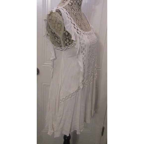 Free People Mini Dress White Crochet Priscilla Ruffled Womens Size M - Picture 8 of 12
